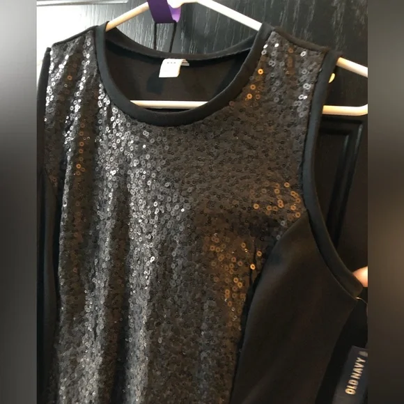 slim fit dress slacks Navy And Gold Sequined Short Dress With Strappy Back main image 0